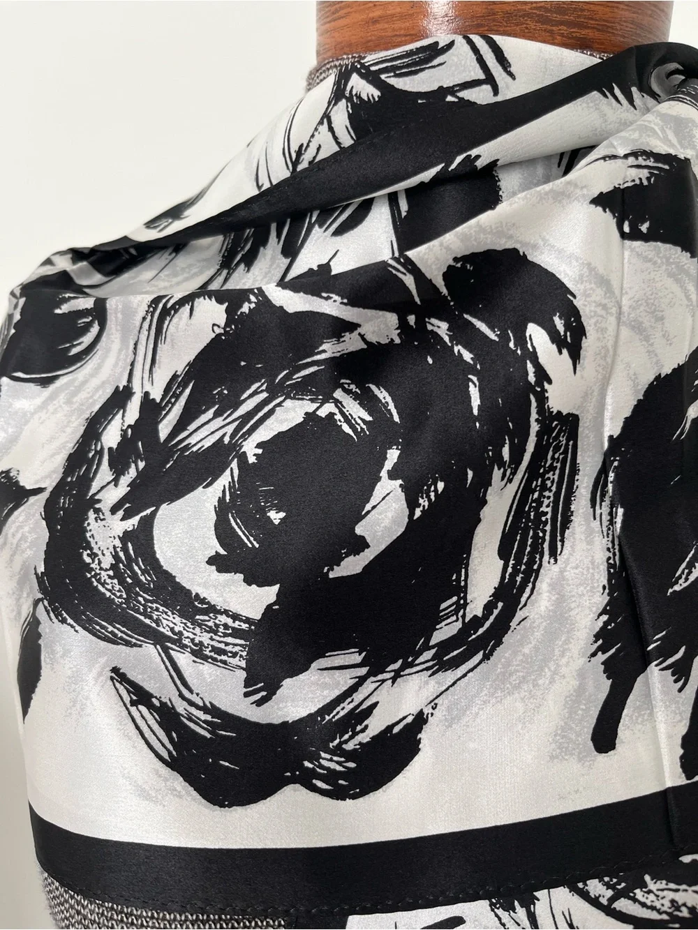 Talbots Black and White Floral Silk Scarf Wrap
